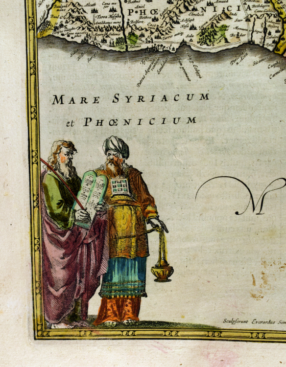 [Detail of Moses and Aaron]. Situs Terrae Promissionis. S.S. Bibliorum intelligentiam exacte aperiens per Chr. Adrichom, in Atlantis Novi, Pars Tertia. Amsterdam, 1638.