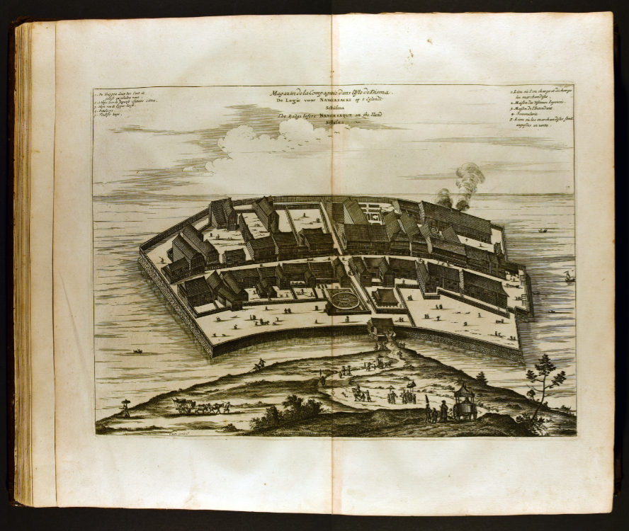Ambassades mémorables a l’empereur du Japon: Magazin de la Compagnie dans l’Isle de Disma, or Dutch East India Company Storage on Dejima island. Amsterdam, 1680.