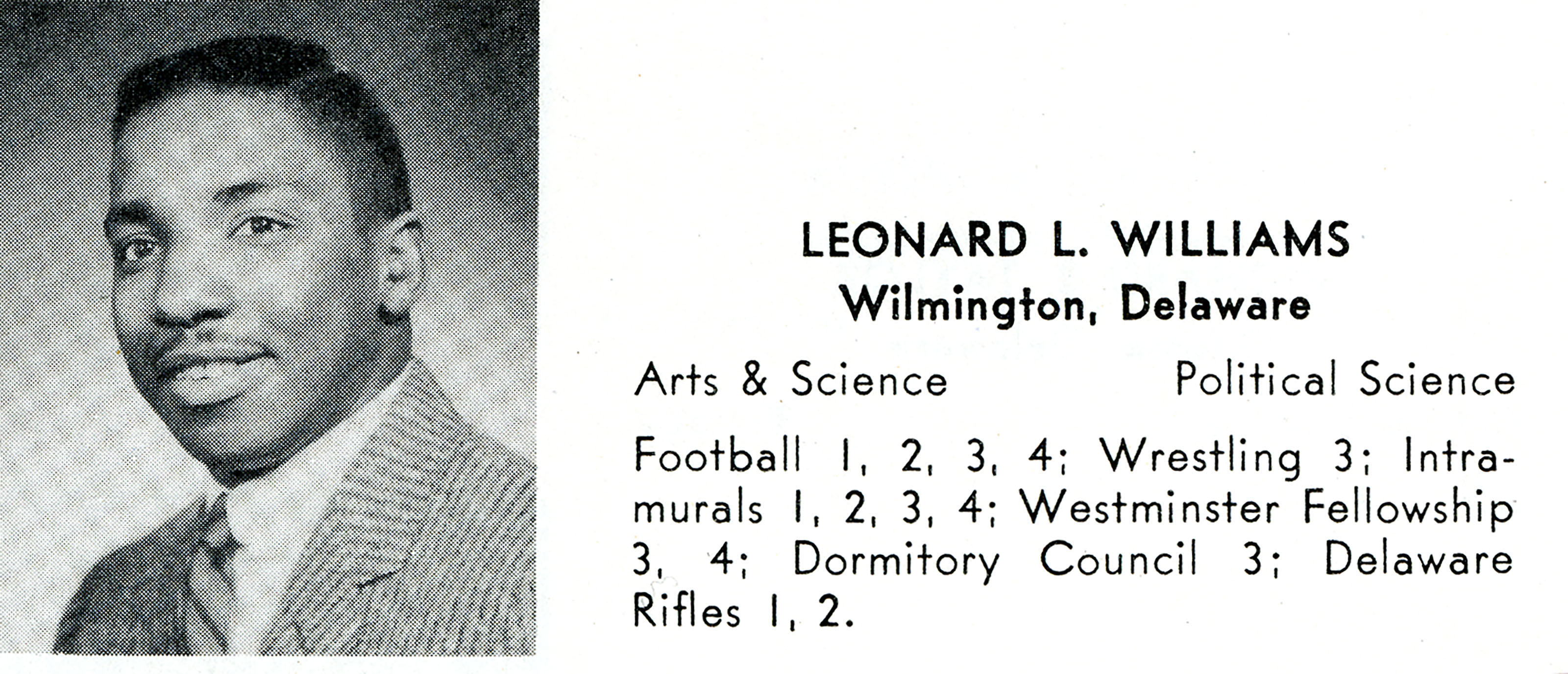 Yearbook photographs of 1956 UD senior class members Marjorie Lockett and Leonard L. Williams (1)
