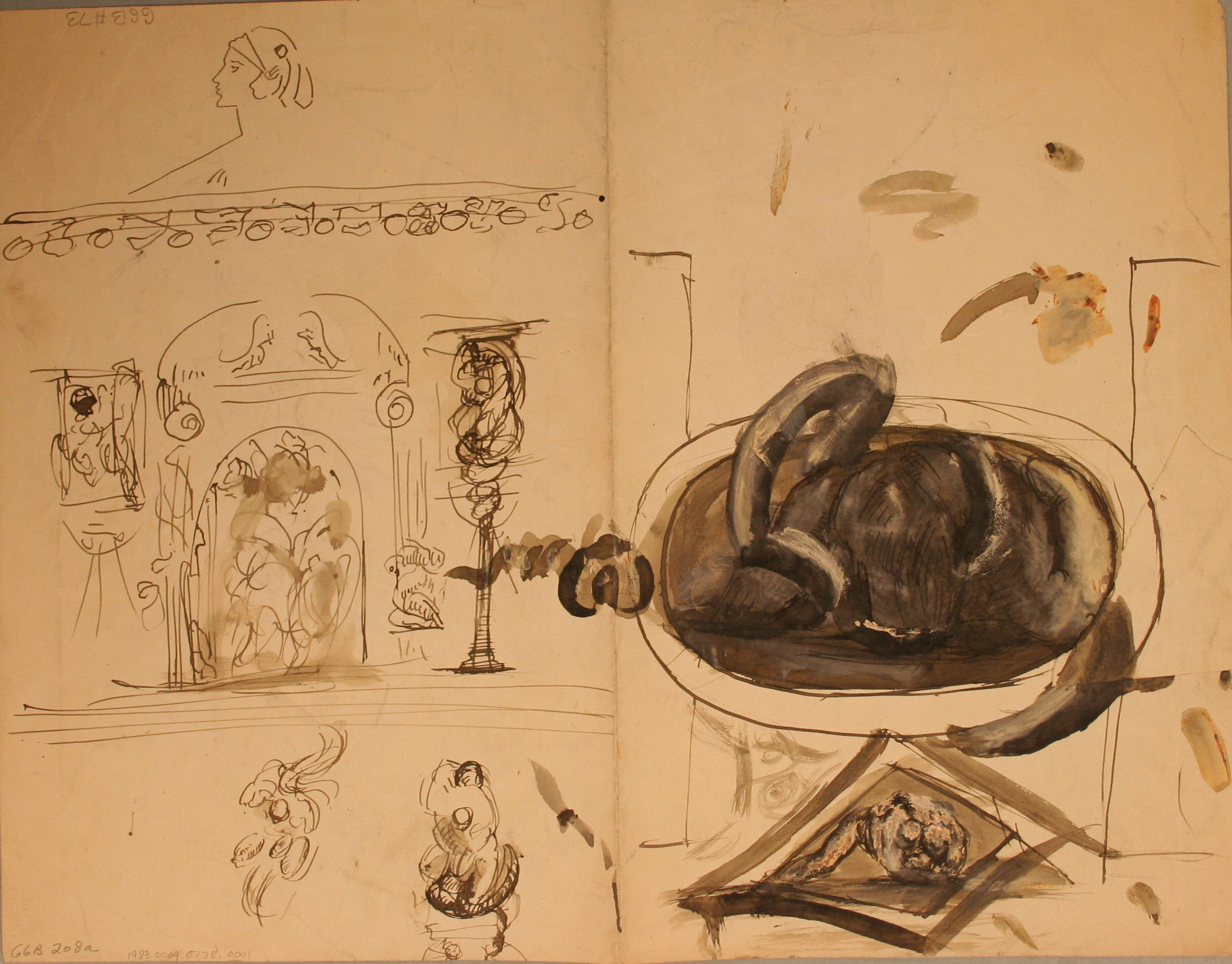 George Grey Barnard (American, 1863-1938), [<i>Studies</i>], 20th c., ink, wash, gouache. Museums Collections, Gift of Tony Barnard and Barnard Family