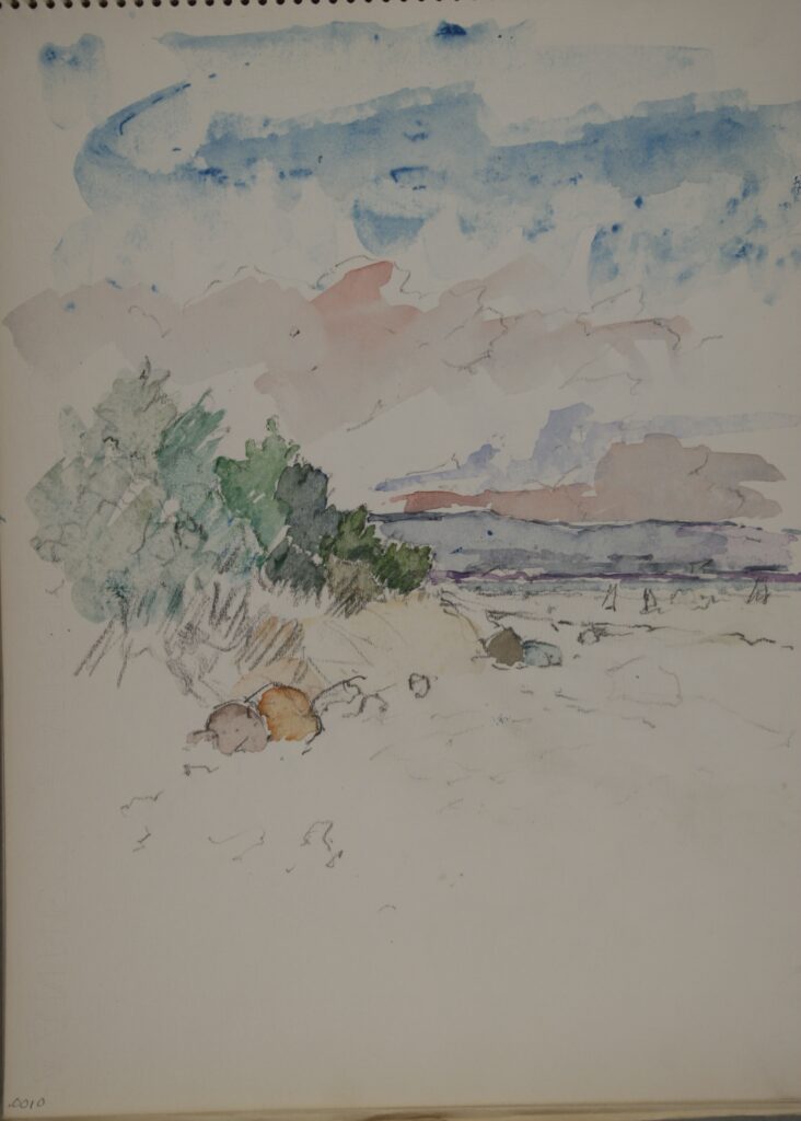 John Edward Heliker (American, 1909-2000), Seascape, n.d., watercolor, graphite. Museums Collections, Gift of Heliker LaHotan Foundation.