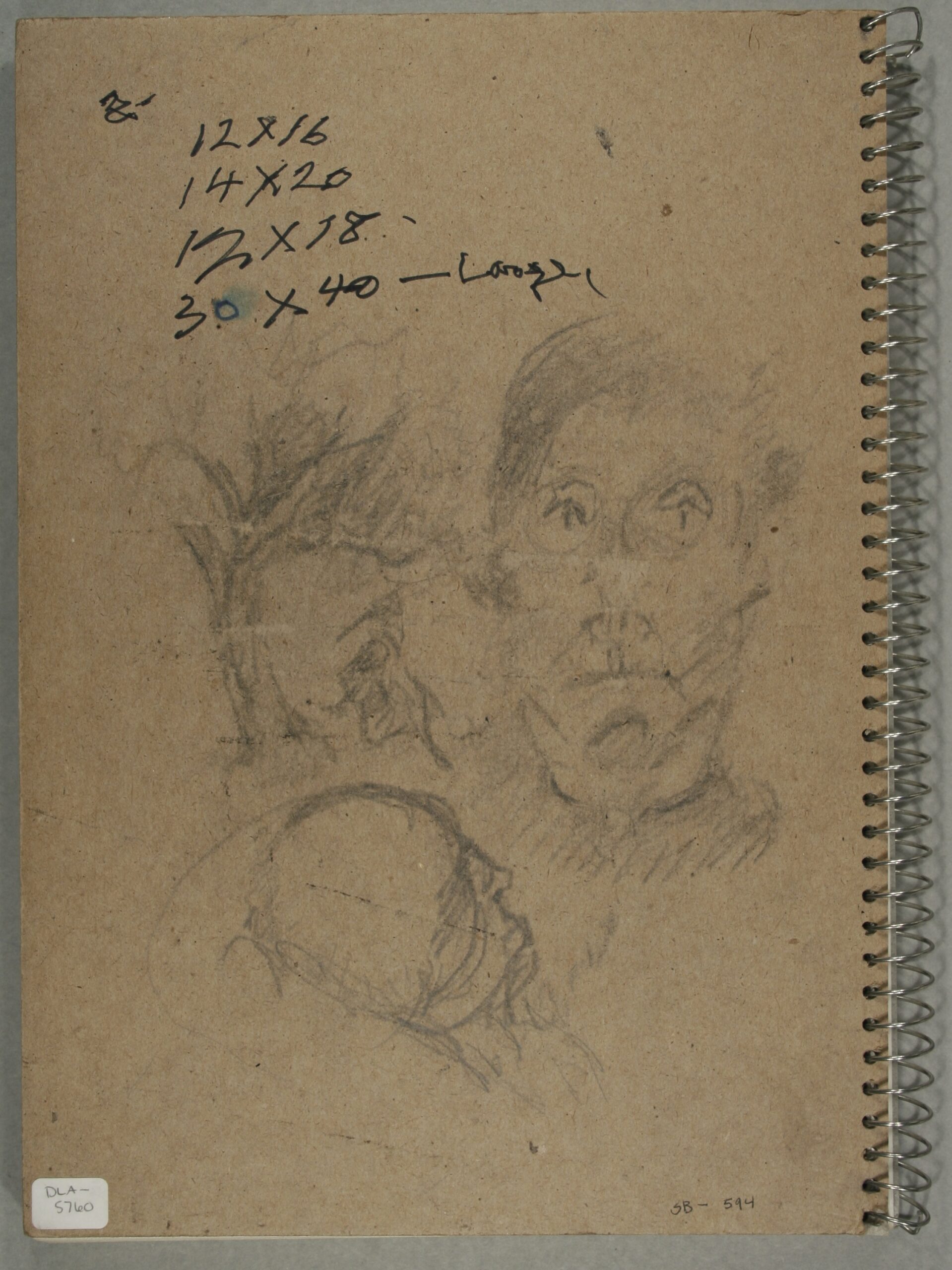 John Edward Heliker (American, 1909-2000), <i>Sketchbook (back cover)</i>, 1992, graphite. Museums Collections, Gift of Heliker LaHotan Foundation