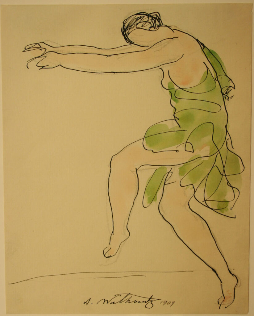 Abraham Walkowitz (American, 1878-1965), [Isadora Duncan Study 01], 20th c., ink, watercolor, graphite. Museums Collections, Gift of Ms. Virginia Zabriskie.