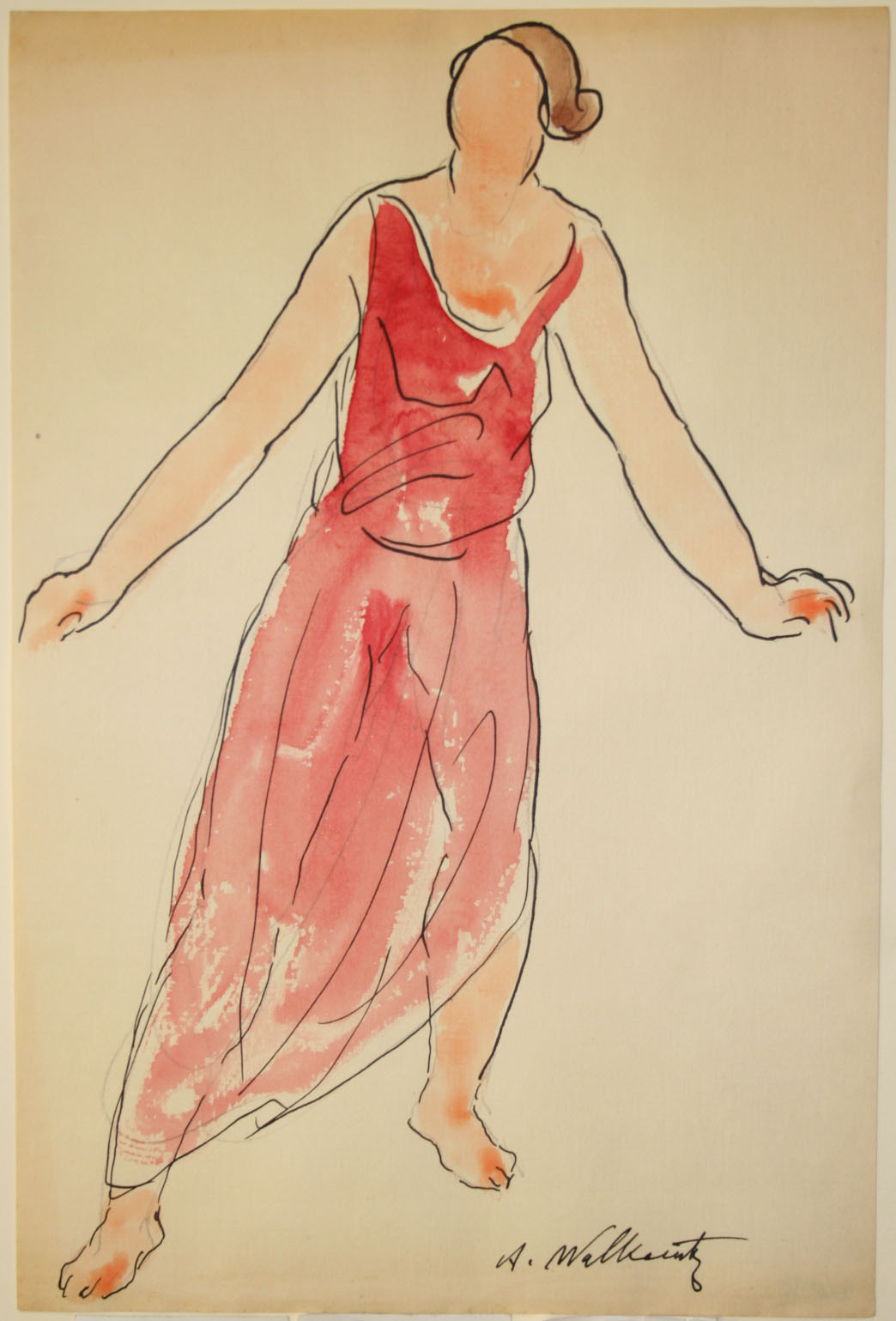 Abraham Walkowitz (American, 1878-1965), [<i>Isadora Duncan Study 02</i>], 20th c., ink, watercolor, graphite. Museums Collections, Gift of Ms. Virginia Zabriskie