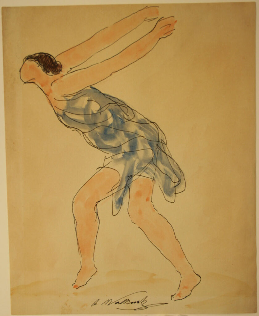 Abraham Walkowitz (American, 1878-1965), [Isadora Duncan Study 03], 20th c., ink, watercolor, graphite. Museums Collections, Gift of Ms. Virginia Zabriskie.