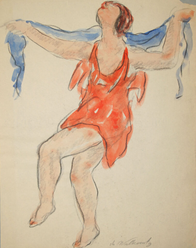 Abraham Walkowitz (American, 1878-1965), [Isadora Duncan Study 04], 20th c., ink, watercolor, graphite. Museums Collections, Gift of Ms. Virginia Zabriskie.