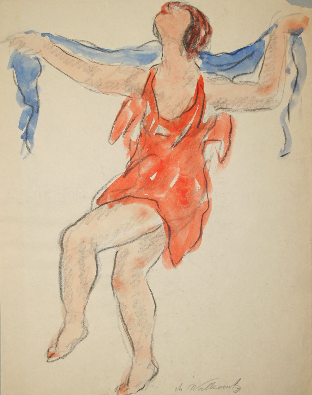 Abraham Walkowitz (American, 1878-1965), [<i>Isadora Duncan Study 04</i>], 20th c., ink, watercolor, graphite. Museums Collections, Gift of Ms. Virginia Zabriskie