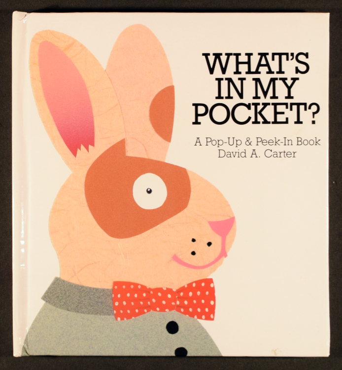Carter, David A. What’s in My Pocket? A Pop-Up & Peek-In Book. New York: G.P. Putnam’s Sons, 1989.
