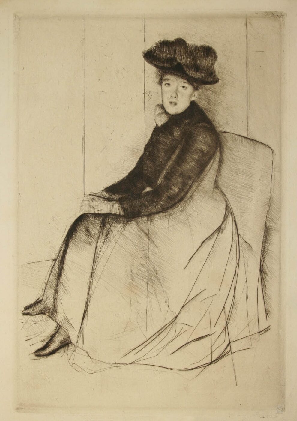 Mary Cassatt (American, 1844-1926), Reflection, ca. 1890, drypoint. Museums Collections