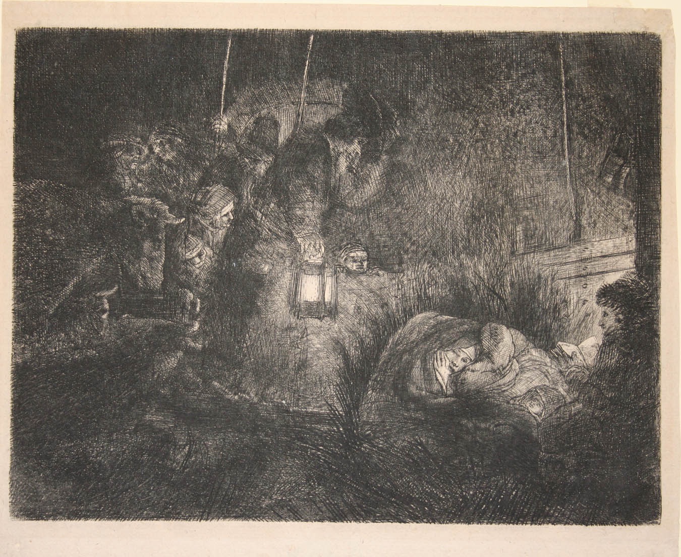 Rembrandt van Rijn (Dutch, 1606-1669), Adoration of the Shepherds, ca. 1652, etching and drypoint. Museums Collections, Gift of Mrs. John Sloan