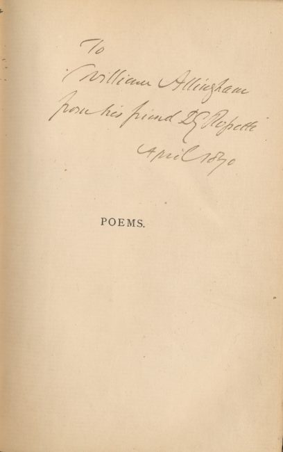 Dante Gabriel Rossetti, 1828-1882. Poems. London: F. S. Ellis, 1870.