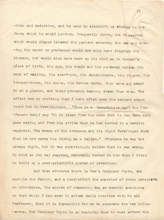 Arthur Conan Doyle 1859-1930. North American Lecture: autograph manuscript and typescripts, 1894. Mark Samuels Lasner Collection.