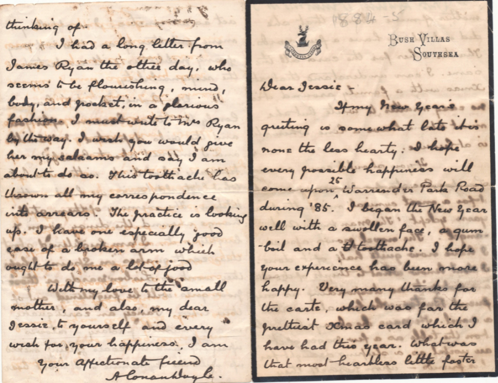 Arthur Conan Doyle, 1859–1930. Autograph letters to Jessie Drummond, 1882–1890. Mark Samuels Lasner Collection.