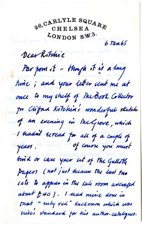 Autograph letter to [Lord] Ritchie [of Dundee], January 6, 1965