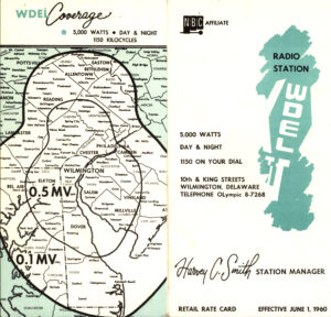 WDEL, WDEL Coverage Map and Rates, ca. 1960, from the Senator J. Allen Frear, Jr., papers