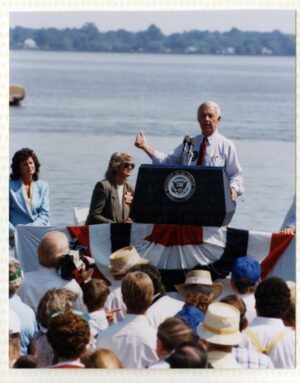 Creator unknown, Dale Wolf delivering campaign speech, 1988, from the Dale E. and Clarice Wolf papers and memorabilia