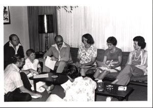 Walter Westerberg, Jr., Gwynne Smith meeting with campaign volunteers in her home, August 1976, from the Gwynne P. Smith papers