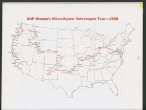Republican National Committee, “GOP Women’s Nixon-Agnew Voteswagon Tour – 1968,” excerpt from The Chairman’s Report, 1968, from the Marj Skinker album of Republican women’s Voteswagon tour