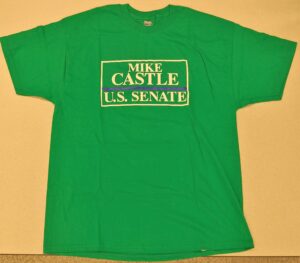 Hanes Corporation, Mike Castle for Senate tee shirt, front, 2010, from the Delaware ephemera collection related to politics, policy and government
