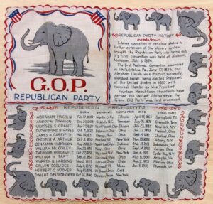 Creator unknown, GOP handkerchief, from the Jerome O. Herlihy political campaign ephemera collection