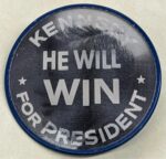 Pictorial Productions Inc., “Kennedy for President He Will Win” holographic button (second image), 1960, from the Jerome O. Herlihy political campaign ephemera collection