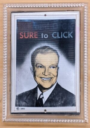 Creator unknown, “Ike and Dick Sure to Click” holographic photograph in frame, 1952, from the Jerome O. Herlihy political campaign ephemera collection
