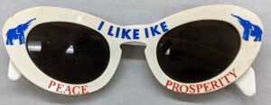 Creator unknown, “I like Ike” plastic sunglasses, 1952, from the Jerome O. Herlihy political campaign ephemera collection
