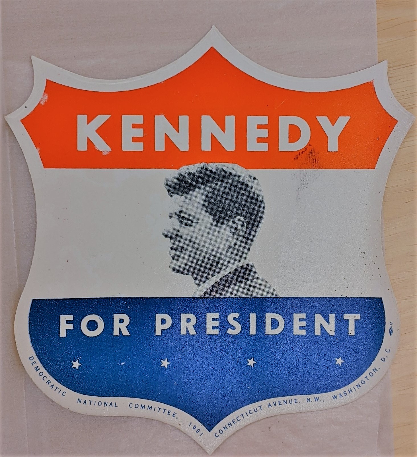 Creator unknown, “Kennedy for President” bumper sticker, 1960, from the Jerome O. Herlihy political campaign ephemera collection
