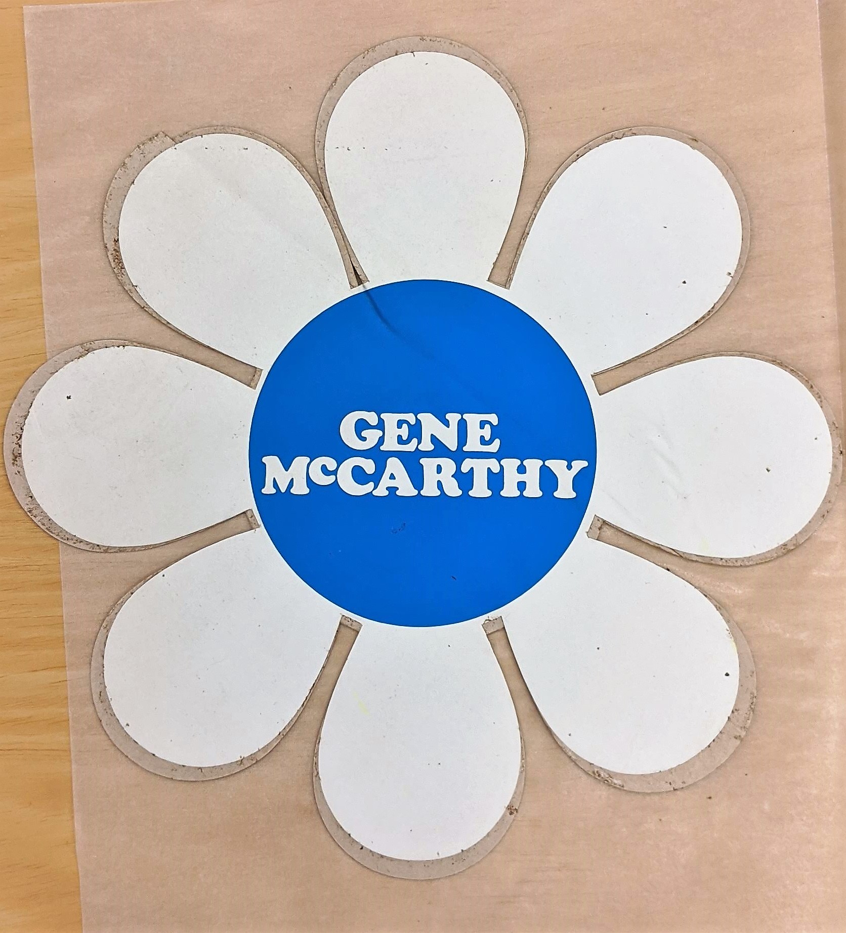 Creator unknown, “[Eugene] Gene McCarthy” flower bumper sticker, 1968, from the Jerome O. Herlihy political campaign ephemera collection