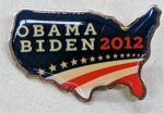 Creator unknown, “Obama Biden 2012” lapel pin, 2012, from the Jerome O. Herlihy political campaign ephemera collection