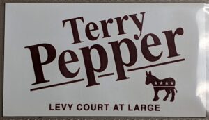Creator unknown, “Terry Pepper for Levy Court at Large” magnet, from the University of Delaware ephemera collection related to politics, policy, and government