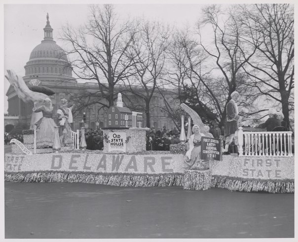 Eisenhower--Inaugural Parade, Delaware Float, Governor Boggs, January 21, 1957