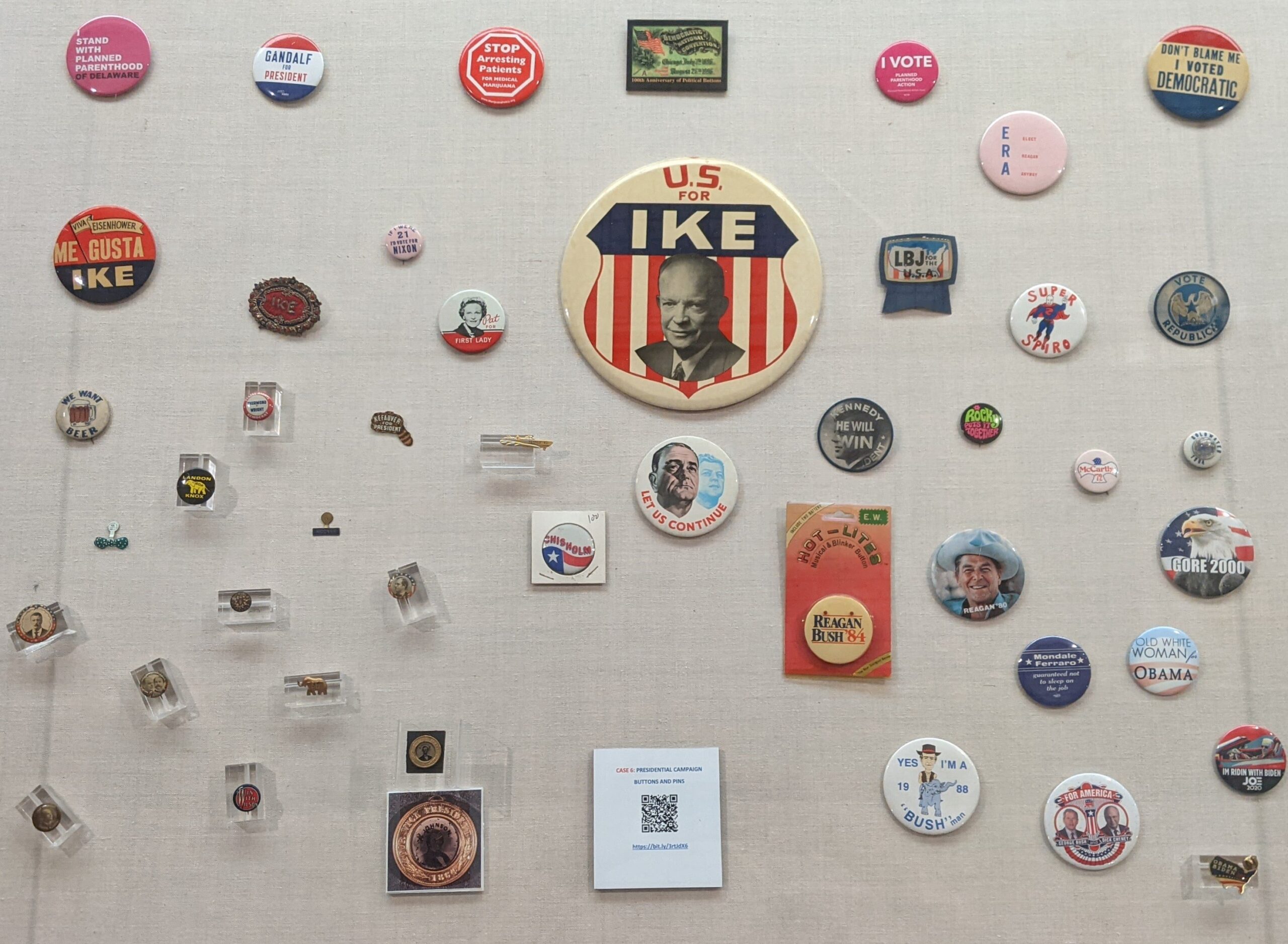 Presidential campaign buttons and pins