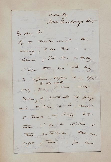 Charles Darwin autograph letter to James Scott Bowerbank