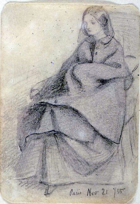 Elizabeth Siddall, pencil on paper — 1855