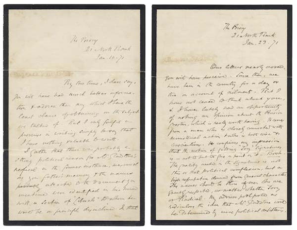 George Eliot autograph letters to Bessie Rayner Parkes Belloc