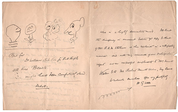 H. G. Wells autograph letter to H. B. Marriott-Watson