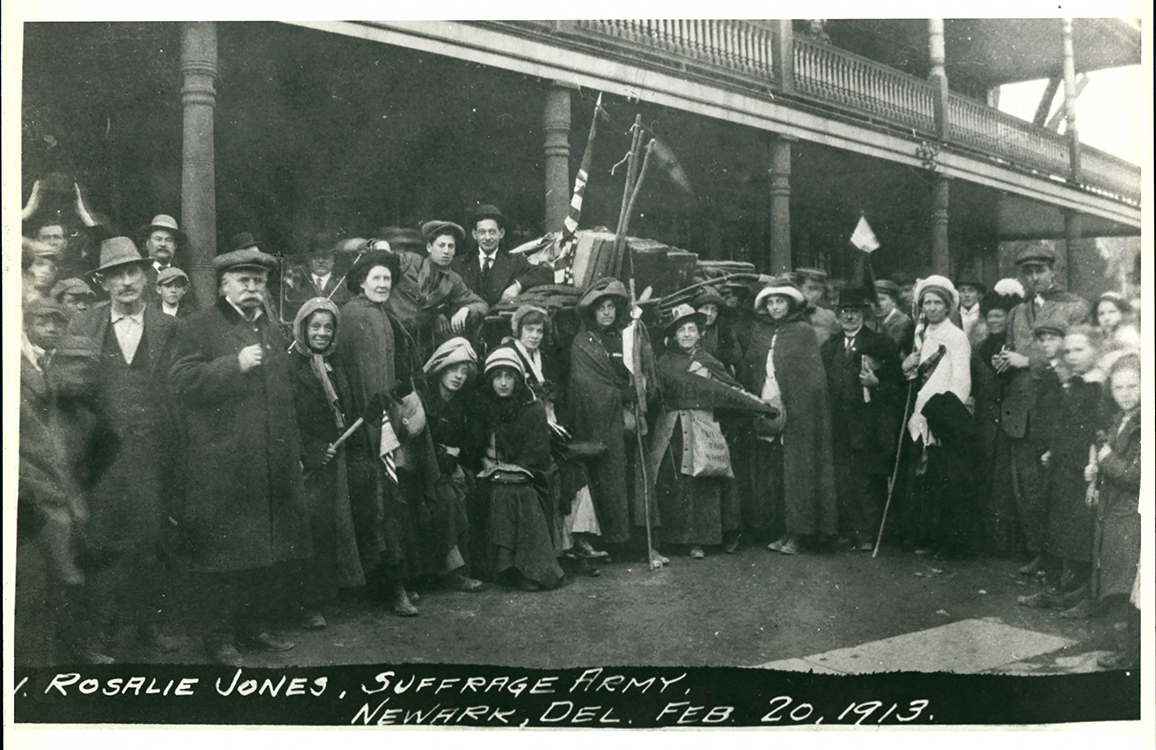 Gen. Rosalie Jones. Suffrage Army [photograph reprint], Newark, Delaware, February 20, 1913. Courtesy of the Newark Historical Society