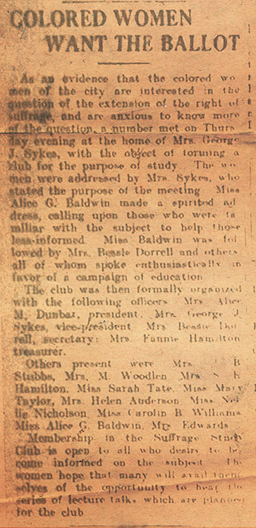 ‘Colored Women Want the Ballot’ [newsclipping]. (Wilmington) Evening Journal, March 21, 1914