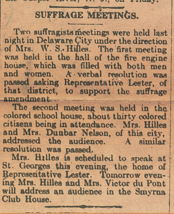 “Suffrage Meetings,” (Wilmington) Every Evening, April 14, 1920