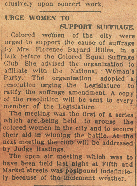 “Urge Women to Support Suffrage” (Wilmington) Evening Journal, April 13, 1920