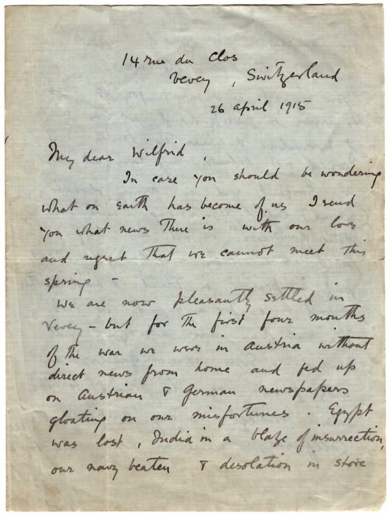 Autograph letter signed to Wilfrid Meynell 1