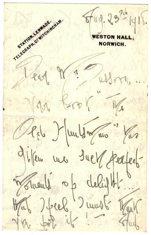Autograph letter to Siegfried Sassoon