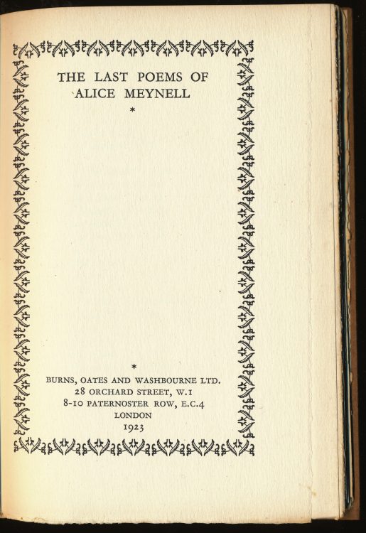 The last poems of Alice Meynell