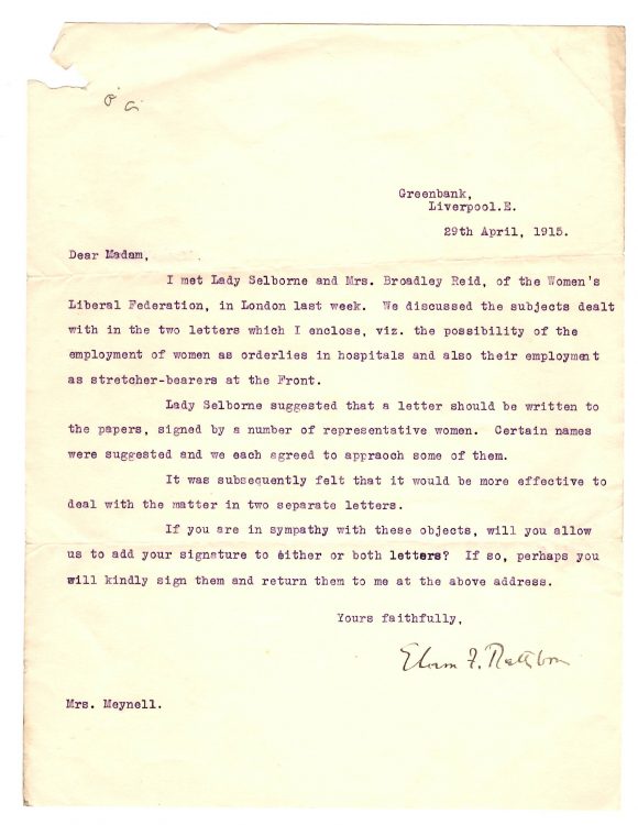 Typewritten letter signed to Alice Meynell