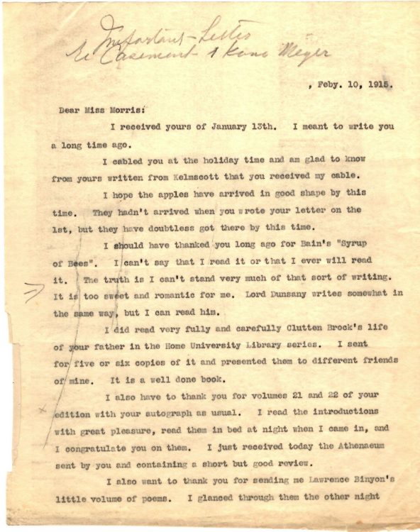 Typewritten letter signed to May Morris1