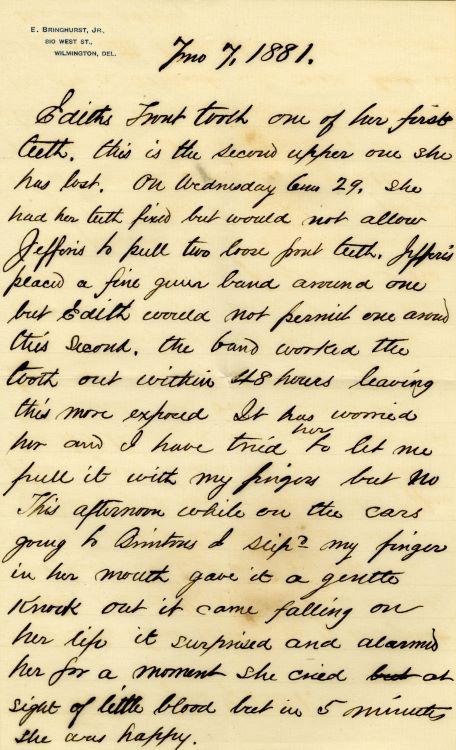 Handwritten Note About Teeth