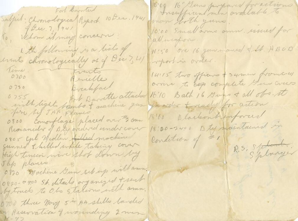 Report of Attack on Pearl Harbor
