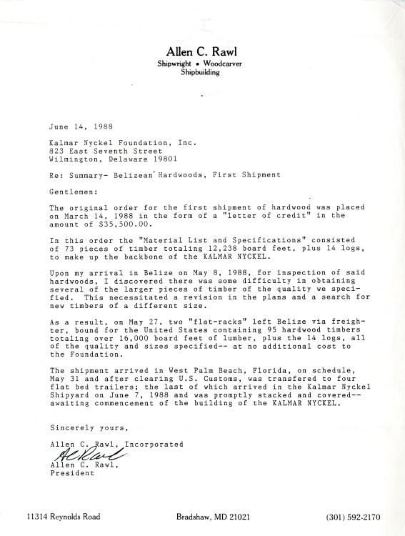 Receipt of Lumber Purchase