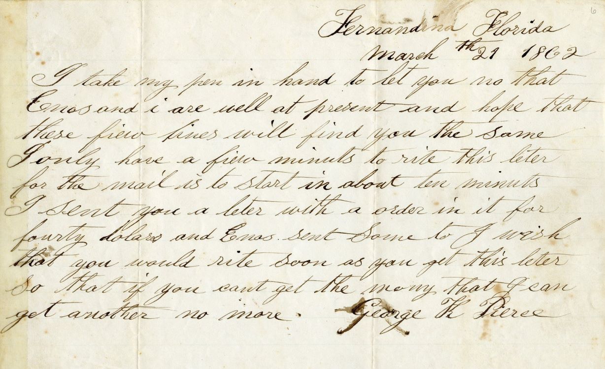Letter from George Pierce